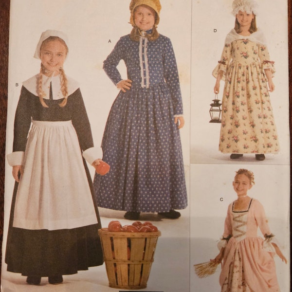 Simplicity 3725/5041 American Historical Dress | Quaker, Colonial, Georgian Costume | Sewing Pattern, Girls 3-4-5-6, Misses 10-12-14 -UNCUT