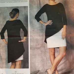 May include: A Vogue pattern by Tom and Linda Platt, featuring a black and white dress design. The pattern includes sizes 14-16-18-20-22. The image shows a woman wearing the dress, with a black top and a white skirt.