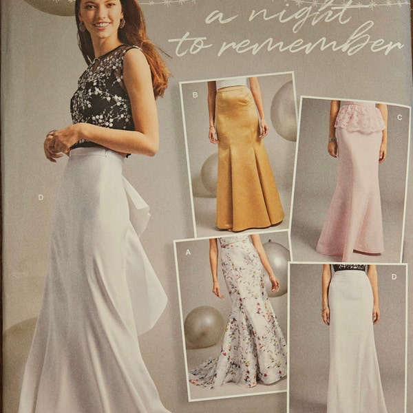 Simplicity 8597 Womens Special Occasion Skirt | Floor Length, Optional Train, Close Fit, A-Line, Gored | Sewing Pattern, size 18W-26W -UNCUT