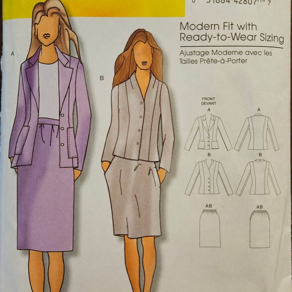 Butterick B5336 Womens Suit | Plus Size, Single-Breasted Jacket & Skirt | Sewing Pattern, Connie Crawford, size XXL-1X-2X-3X-4X-5X-6X -UNCUT