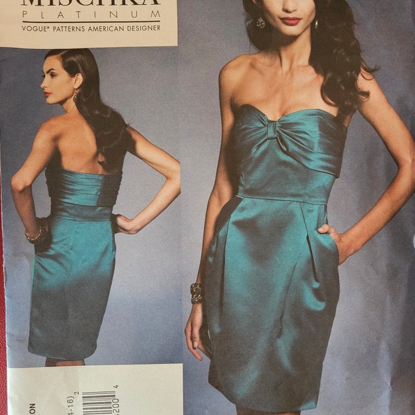 Vogue V1273 Misses Badgley Mischka Dress | Strapless, Side Seam Pockets, Close Fitting, Boned | Sewing Pattern, sizes 10-12-14-16 - UNCUT