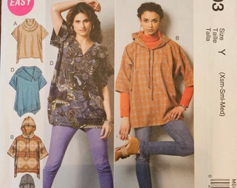 McCalls M6603 Misses Oversized Tops | Pullover, Hooded, Collar & Sleeve Options, Kangaroo Pocket | Sewing Pattern, sizes XS-S-M - UNCUT