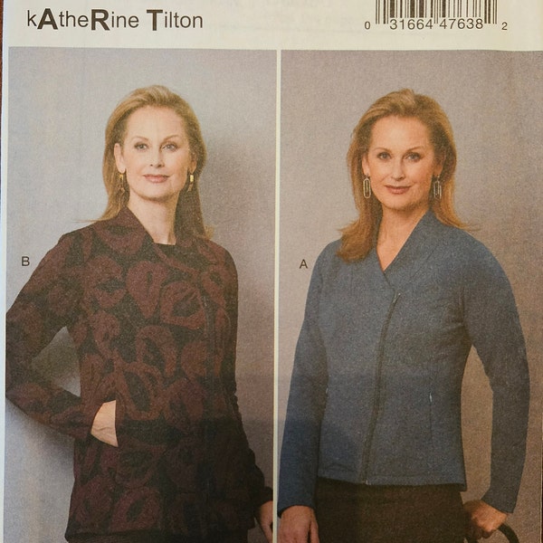 Butterick B6596 Misses Knit Jacket | Zipped Front, Fitted, Pockets, Length Options | Sewing Pattern, by Katherine Tilton, size XS-S-M -UNCUT