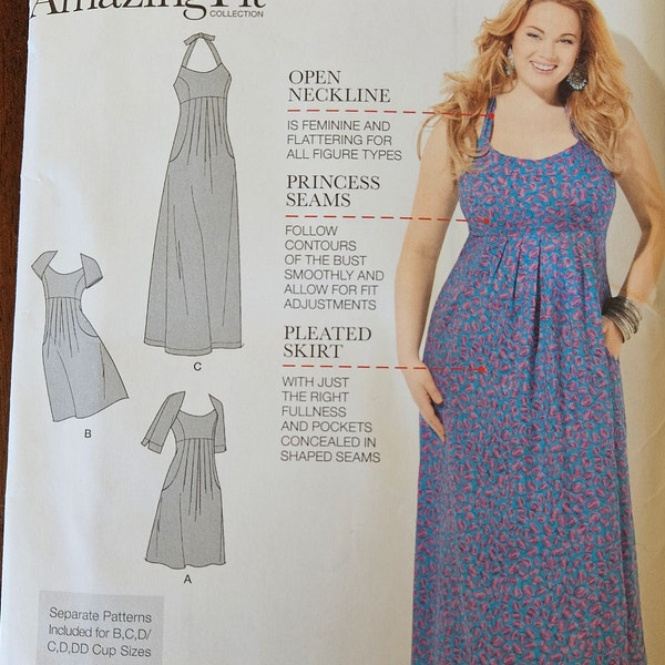 Simplicity 1800 Womens Woven Dress | 2 Lengths, Empire Waist, Sleeve & Neckline Options, Amazing Fit | Sewing Pattern, sizes 20W-28W - UNCUT