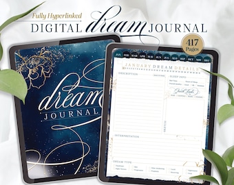 Diario digital de sueños, diario de sueños, interpretación y análisis diario de sueños, diario con hipervínculos, diario de sueños imprimible