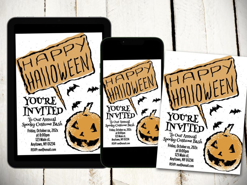 Editable Halloween Party Invite, Costume Party Invite Template, Digital