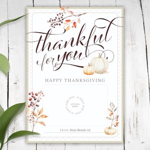 Printable Thanksgiving Gift Card Holder, Editable Gift Card Holder, Thank You Gift Card Holder