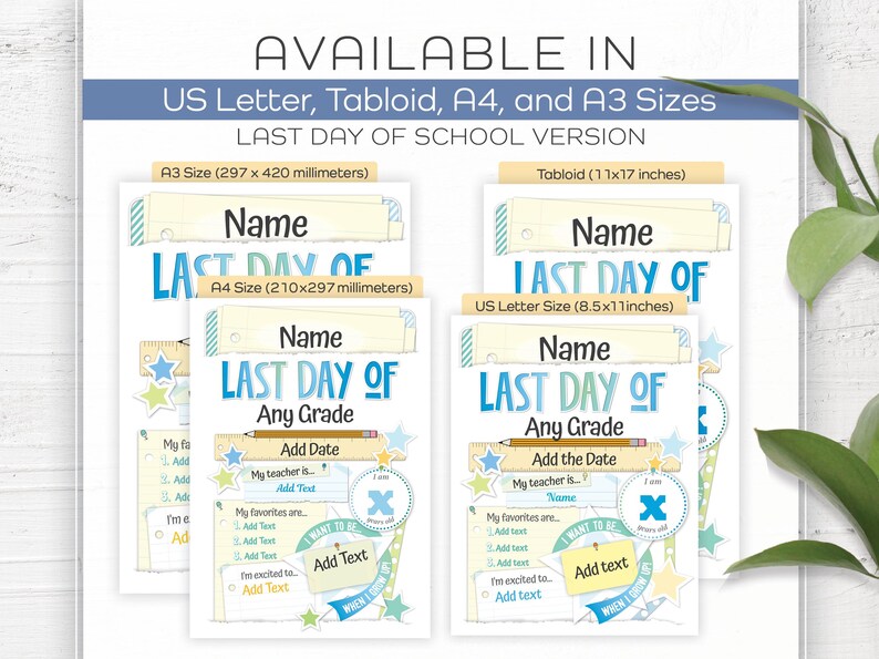 Editable First &amp; Last Day of School Signs Bundle | Printable Templates ...