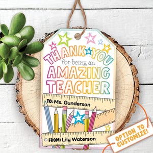 Editable Teacher Gift Tag, Printable Thank You Tag, Printable End of School Year Appreciation Gift Tag Template, Instant Digital Download