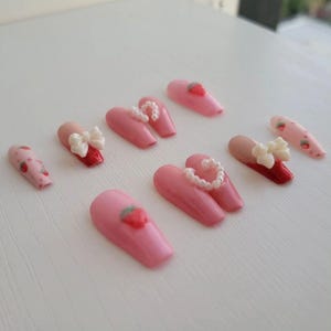 Sweet Strawberry Themed Nails