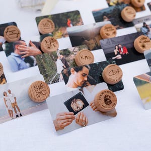 Cartes photo de remerciement personnalisées en vrac, cadeaux d'invités de mariage, bouchons de vin personnalisés, réservez une date, bouchons en bois gravés en vrac