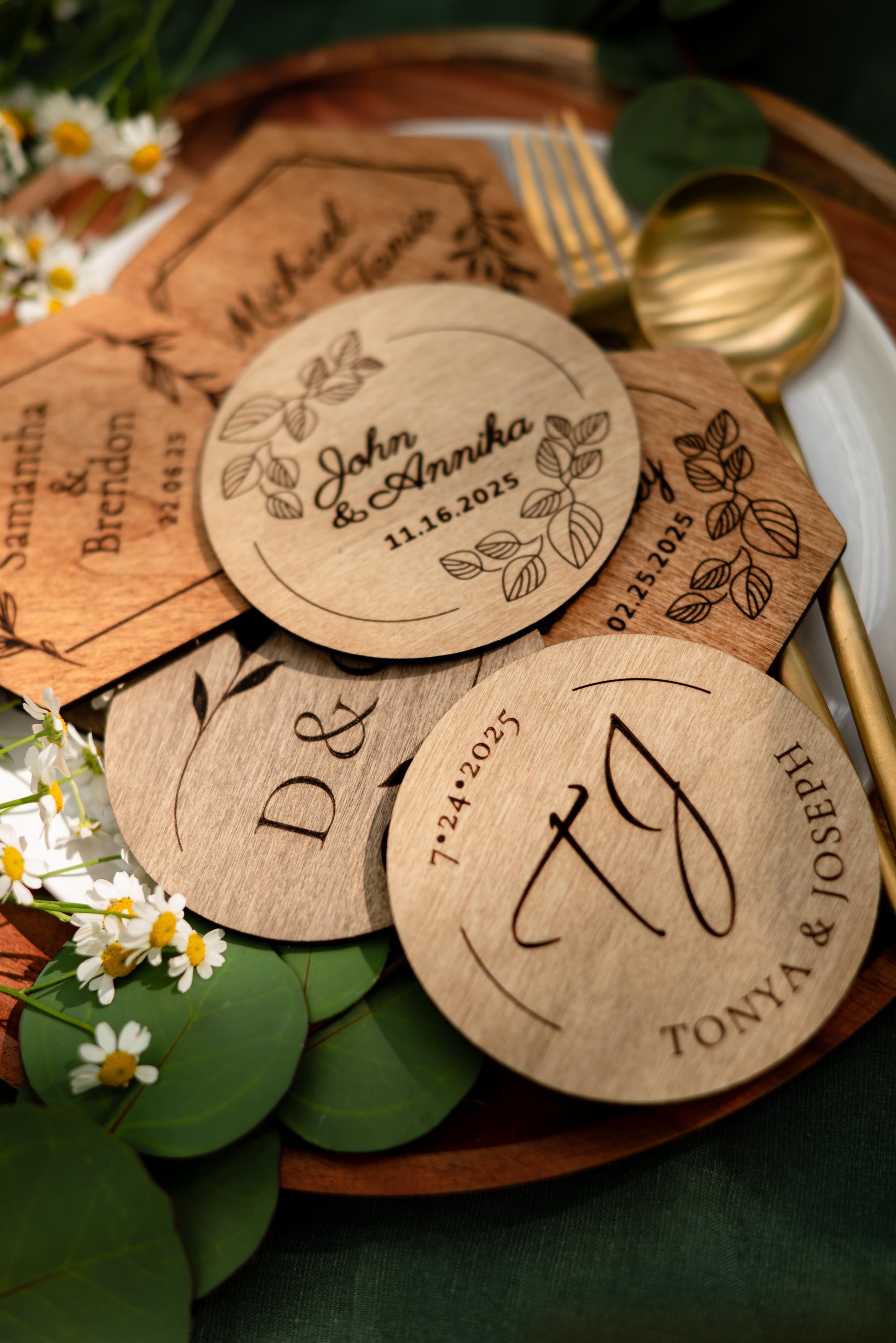 Wooden Personalized Coaster Favors