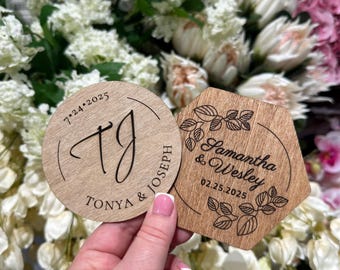 Classic wedding coasters in bulk, monogrammed wedding save the date, personalized wedding guest gifts, custom bridal shower souvenirs