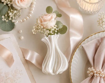 Elegante jarrón blanco para una sola flor, decoración clásica para mesa de boda, centro de mesa floral en grandes cantidades, detalle para despedida de soltera.