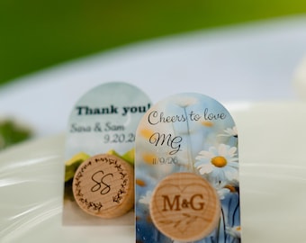Wedding favor wine stoppers personalized, custom guest gifts, save the date engagement souvenir