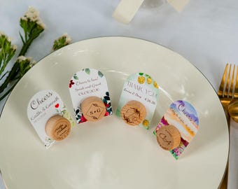 Keepsake set of 70 wine stoppers, bridal shower favors in bulk, personalized wedding cork