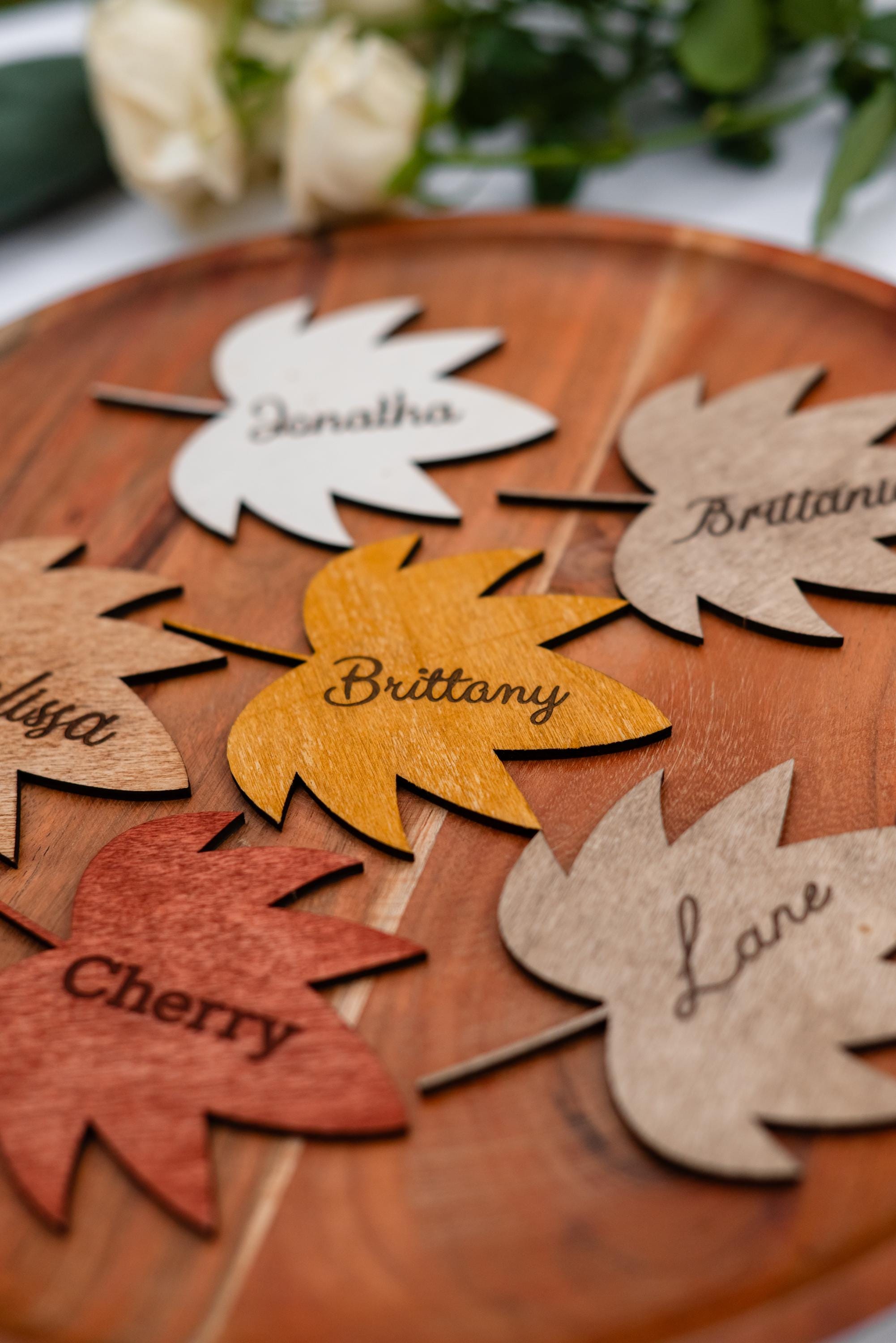 Personalized Wooden Leaf Place Cards