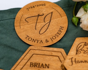 Bulk wedding coaster favors, monogrammed wedding guest gifts, keepsake set of 100 personalized coasters