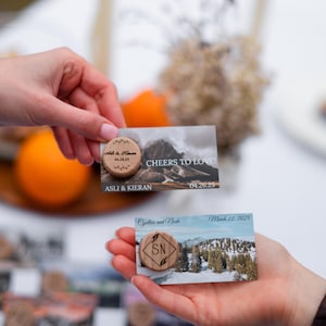 Cadeaux de mariage en plein air en vrac, cartes de remerciement personnalisées, bouchons de liège gravés, cadeaux de répétition, douche nuptiale, réservez la date