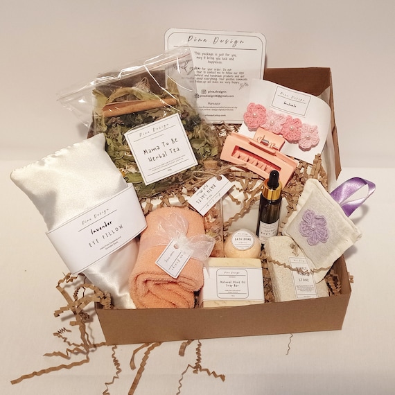 New Mom Relaxation Spa Gift Box: Herbal Tea, Lavender Eye Pillow