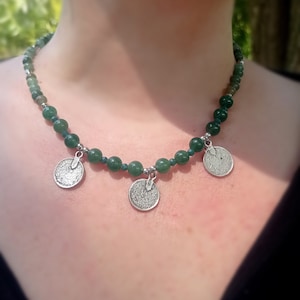 Ethnic Chunky Aventurine Necklace,Green Gemstone Choker, Necklace Gift for Valentines Day ,Aventurine Beaded Necklace,Anniversary Gift,