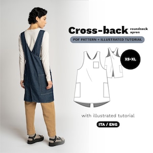 Cross Back Apron Sewing Pattern PDF | Japanese Pinafore Apron Pattern | Criss Cross Apron Pattern for Beginners | A0, A4, Instant Download