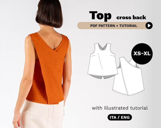 Top Patterns - Cross Back Top Pattern - Blouse Patterns - Sewing ...