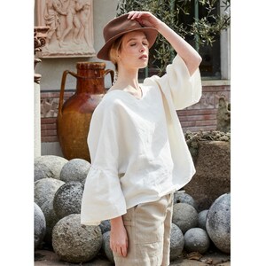 Women’s Bloom Blouse Sewing Pattern PDF | Easy Sewing Pattern for Beginners | Instant Downloadable Pattern in A0 and A4 Formats | Includes Detailed Illustrated Instructions and Video Tutorial | Beginner Sewing Project for Linen Blouse