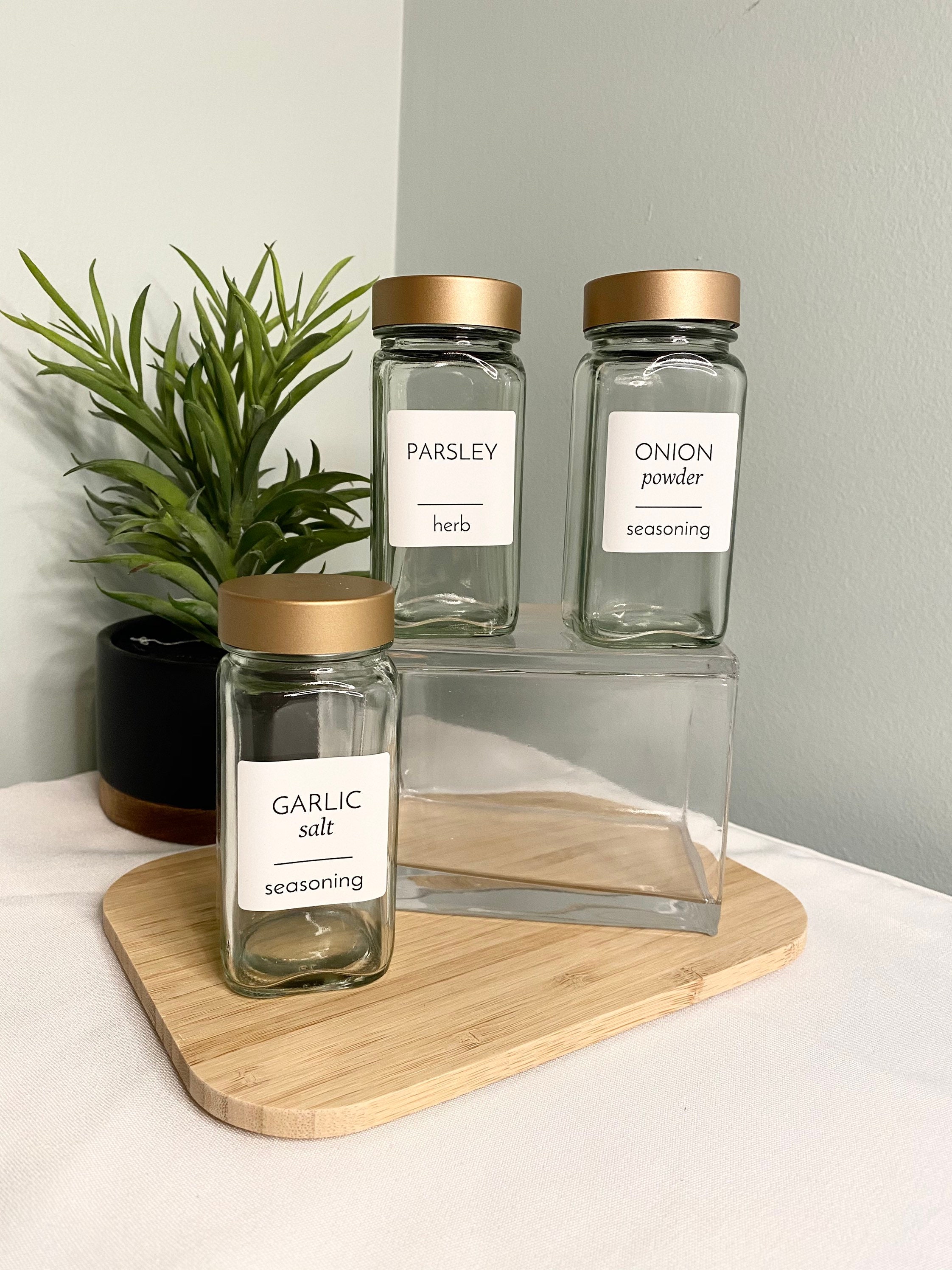 Spiceluxe Custom 4 Oz Empty Glass Spice Jar Set PERSONALIZED Labels  Included Choose From 4 Lid Colors Bonus Items FREE SHIPPING 