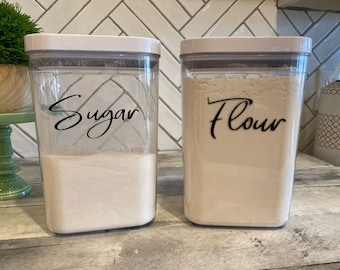 Pantry Organizing Labels Decals - Flour - Sugar - Tea - Coffee