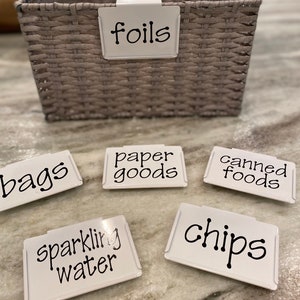 White Metal Basket Tags Pantry Labels