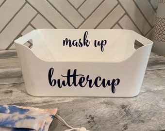 Mask Up Buttercup White Organizing Bin