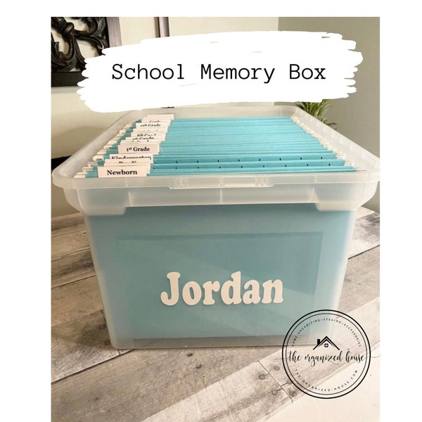 Kids Memory Organization School Box Photo Box Papers Box NEW Choose your FONT