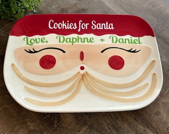 Personalized Cookies For Santa ceramic platter with name