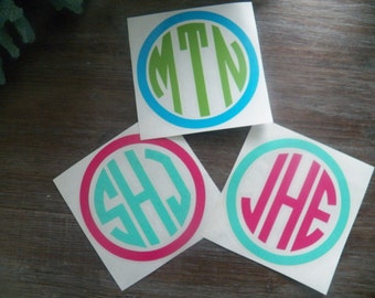 6 Inch Multi Colored Circle Monogram Vinyl Decal