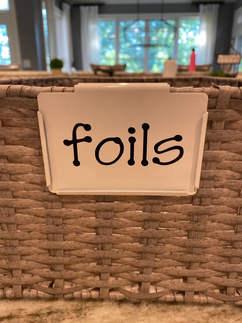 White Metal Basket Tags Pantry Labels Etsy