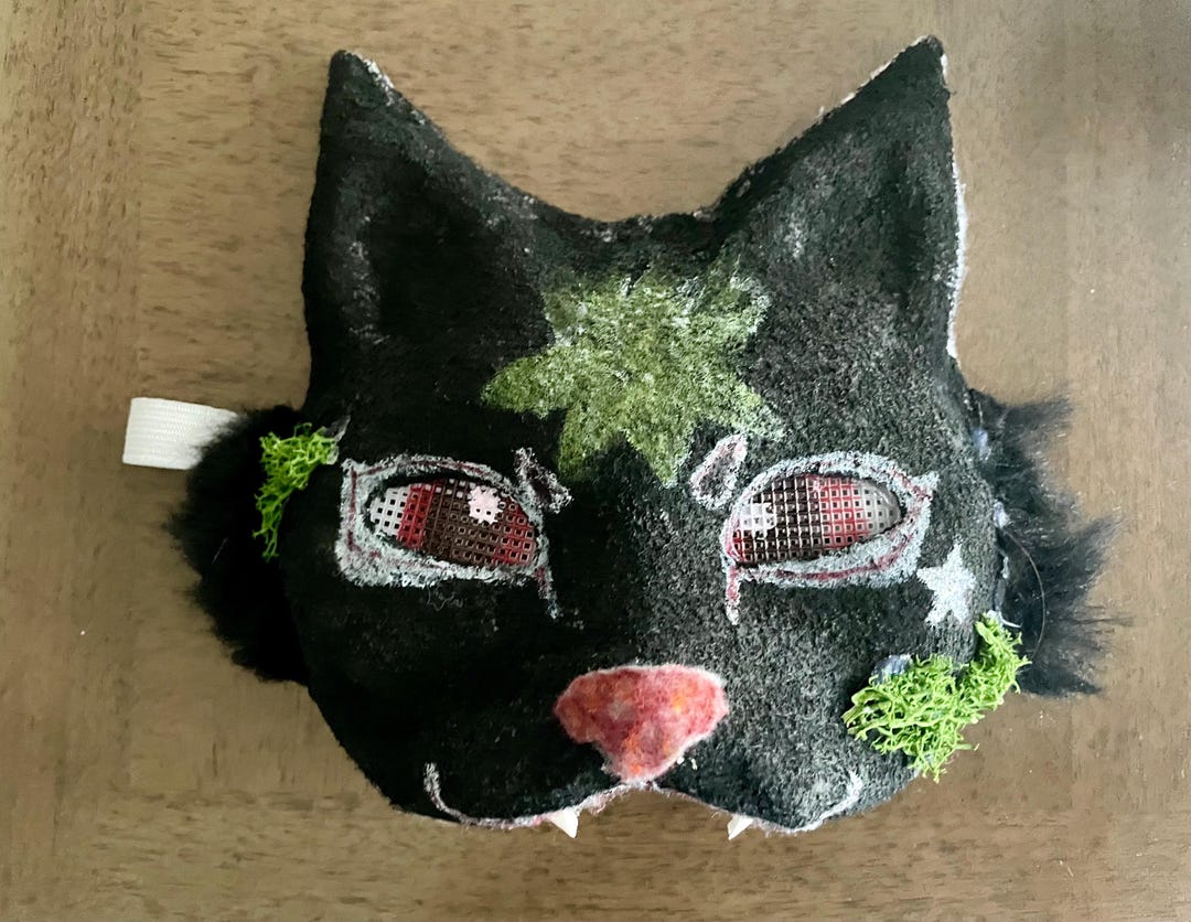 Mask Strubary Therian Strawberry Black Cat Mask - Etsy