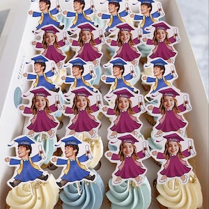Funny Graduation Cupcake Toppers Personalized Graduate Party Gift,Class Of 2025 Cake Topper, Personalized Face Cake Topper Graduation Party