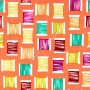 Michael Miller "Cool Spools" Sewing Theme Thread Notions Cotton Fabric 1/2 Yd. 18" x 44"