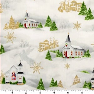 P&B Sandy Clough &quot;Christmas Chimes&quot; #00528 LS Churches Fabric &gt;Select Size