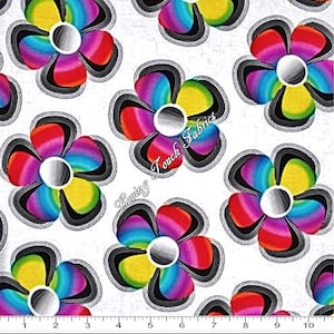 Benartex, Kanvas Studio, &quot;Bright Idea&quot;, #08035-09, Large Mod Flowers, Fabric (Select Size)
