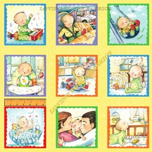 15 Blocks Elizabeth&#39;s Studio Sweet Baby Toddler Cotton Fabric Panel 23&quot; x 44&quot;