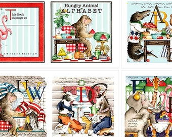 Riley Blake / Janet Wecker Frisch "Hungry Animal Alphabet" P10189 Soft Book Panel 36"x43"