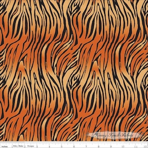 Riley Blake, &quot;On Safari&quot; C10456, Orange Bengal, Animal Print Cotton Fabric Priced Per 1/2 Yd