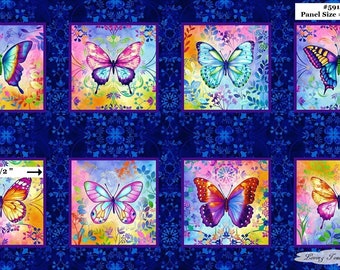 Artistic Morpho Butterflies Fabric Panel White - Etsy