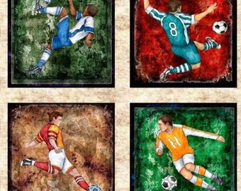 QT, Just For Kicks, Dan Morris, Fútbol 29750-X, Panel de tela, 45,7 x 112,2 cm, 21 bloques