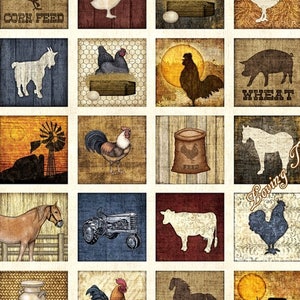 40 Blocks Quilting Treasures / Dan Morris "Bountiful" 25977-E Farm Animals Fabric Panel 23" x 44"