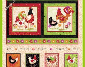 Panel de tela floral "Pecking Order" 24697-X de Victoria Hutto, 59,5 x 109,9 cm