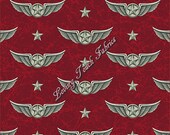 Quilting Treasures Smithsonian quot Wingman quot 23615-R Pilot Wings Badges Military Air Force Fabric Priced Per 1 2 Yd.
