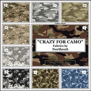Northcott, "Crazy for Camo" Camouflage Military Fabric Collection Priced @ 1/2 Yd